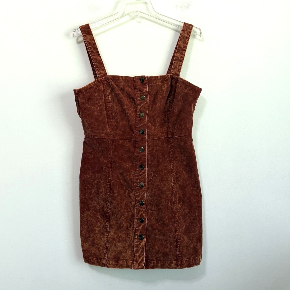 Aéropostale Corduroy Jumper Dress Large Brown Festival Y2K Summer Boho Party